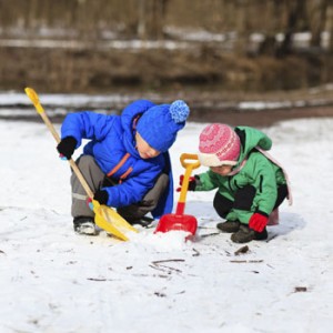 Photo of children shovelling